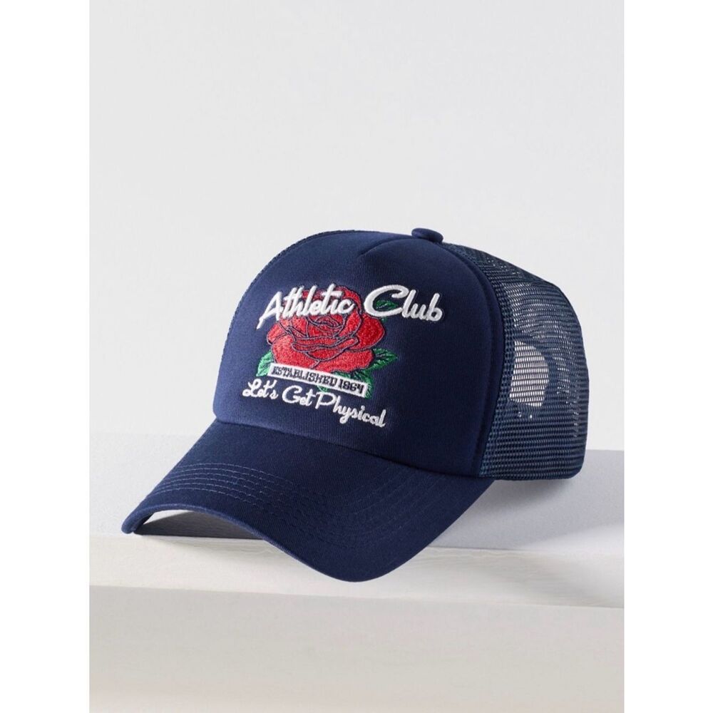 NWT Anthropologie Trucker Hat Worn/West Athletic Club Blue